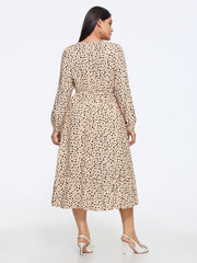 Leopard Print Button Detail Tiered Flowy Midi Dress