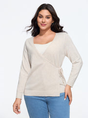 Wrap Side Tie Adjustable Waist Cardigan