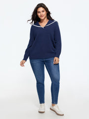 Supersoft Nautical Sailor Collar Contrast Trim Pullover