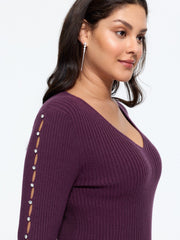 Supersoft V‑Neck Cut‑Out Arm Fitted Pullover