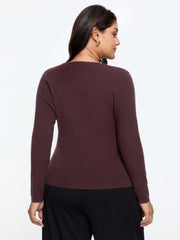 Supersoft Wrap Neck Asymmetrical Hem Pullover