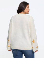 Witch Cat Jacquard Crew Neck Pullover