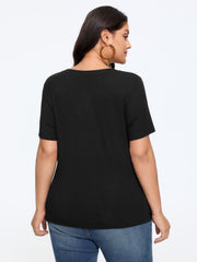 Rhinestone Skeleton Hand Heart Graphic T-Shirt