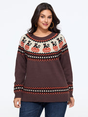 Supersoft Cat Pumpkin Fair Isle Jacquard Pullover