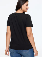 Halloween Pumpkin Skull Print Curved Hem T‑Shirt