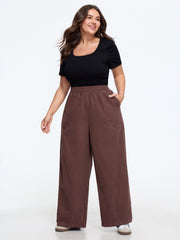 Washed Pocket Wide Leg Pants