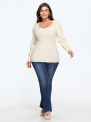 Supersoft Textured Square Neck Front Ruched Pullover