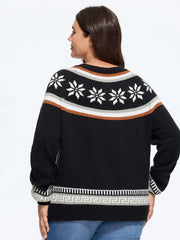 Snowflake Fair Isle Button‑Front Cardigan