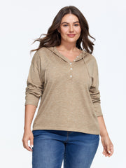 Supersoft Heather Button Down Hooded Pullover