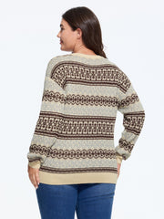 Vintage Geometric Pattern Crew Neck Pullover