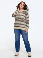 Vintage Geometric Pattern Crew Neck Pullover