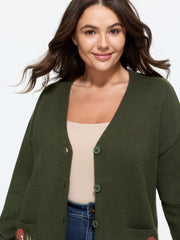Supersoft Squirrel Jacquard Button‑Front Pocket Cardigan