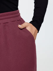Stretch Drawstring Waist Waffle Knit Straight Leg Pants