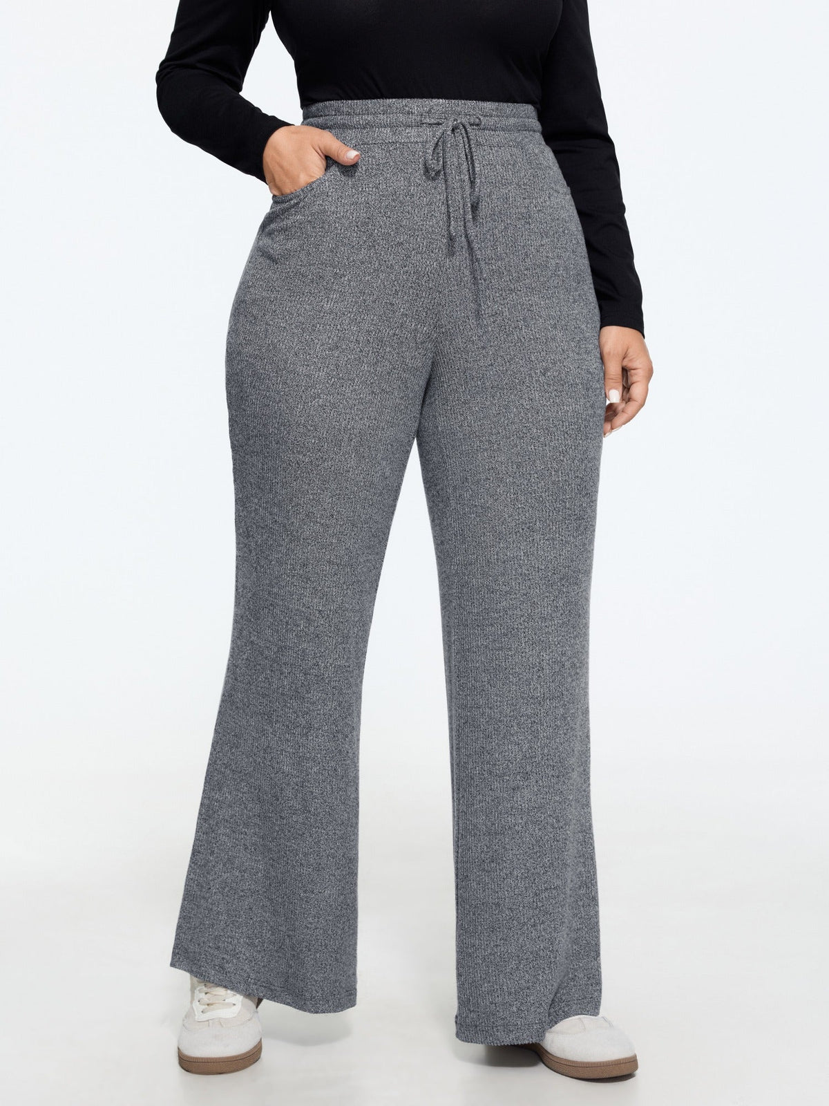 Supersoft Drawstring Waist Ribbed Knit Pants