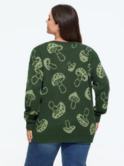 Mushroom Jacquard V‑Neck Pullover