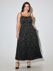 Floral Print Tiered Spaghetti Strap Maxi Dress