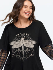 Supersoft 2 In 1 Dragonfly Graphic Mesh Sleeve T‑Shirt