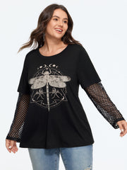 Supersoft 2 In 1 Dragonfly Graphic Mesh Sleeve T‑Shirt