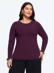 Supersoft Round Neck Contrast Ruffle Cuff Pullover