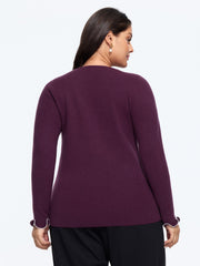 Supersoft Round Neck Contrast Ruffle Cuff Pullover