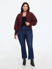 Shawl Collar Open‑Front Cropped Cardigan