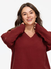 Hollow‑Out Raglan Sleeve Curved Hem Pullover