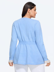 Supersoft Round Neck Lace Cuff Pullover