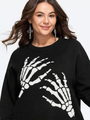 Skeleton Hands Graphic Crew Neck Pullover
