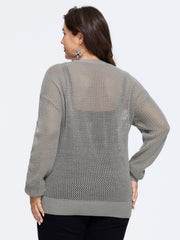 Sheer Skull Hollow‑Out Jacquard Crew Neck Pullover