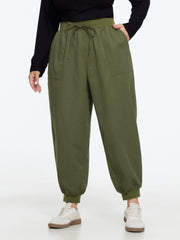 Drawstring Waist Patch Pocket Jogger Pants