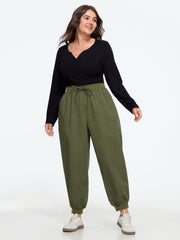 Drawstring Waist Patch Pocket Jogger Pants
