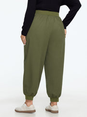 Drawstring Waist Patch Pocket Jogger Pants