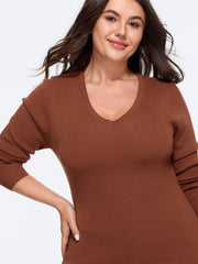 V‑Neck Long Sleeve Fitted Pullover