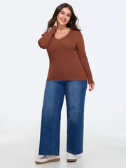 V‑Neck Long Sleeve Fitted Pullover