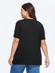 Skull Pumpkin Print Cutout Neck T‑Shirt