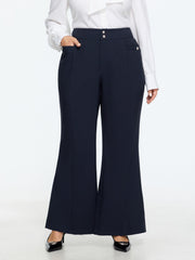 Stretchy Front Seam Buttons Pocket Pants