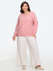 Textured Floral Embroidery Button‑Front Cardigan