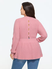 Back Cutout Cable Knit Peplum Pullover