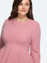Back Cutout Cable Knit Peplum Pullover