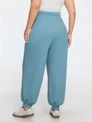 Drawstring Waist Waffle Knit Jogger Pants