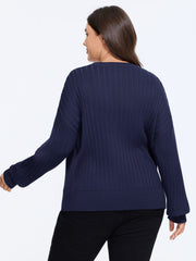 Button Front Ribbed Knit Cardigan