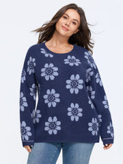 Floral Jacquard Crew Neck Pullover