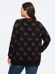 Supersoft Cherry Jacquard Crew Neck Pullover