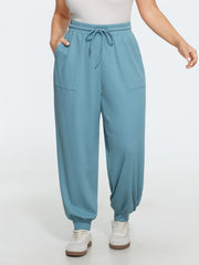 Drawstring Waist Waffle Knit Jogger Pants