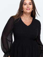 Supersoft V Neck Chiffon Sleeve Pullover