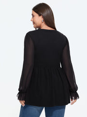 Supersoft V Neck Chiffon Sleeve Pullover