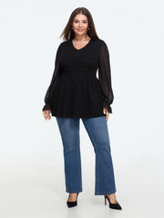 Supersoft V Neck Chiffon Sleeve Pullover