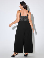 Sequin Patchwork Cami Wide Leg Jumpsuit
