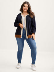 Supersoft Color Contrast Button-Down Knit Cardigan