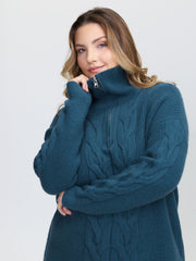 Textured Lapel Collar Zipper Pullover